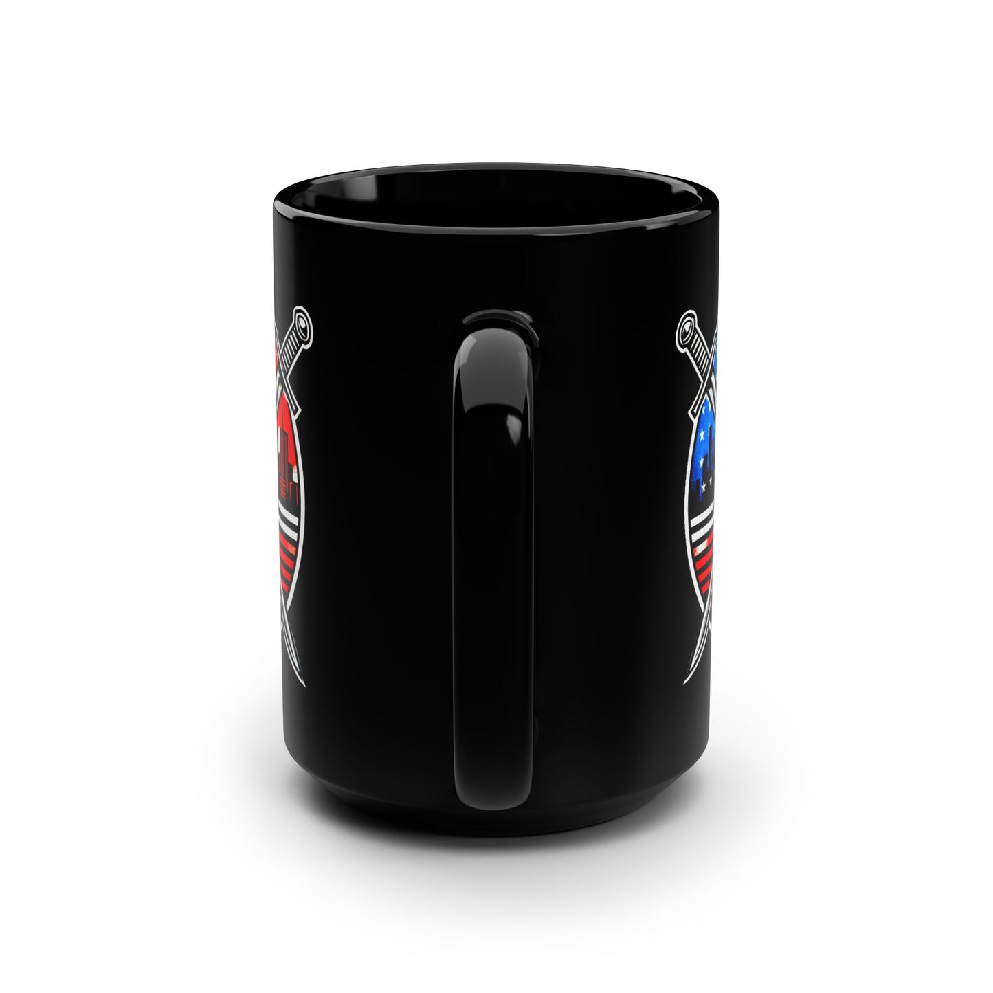 Custom Skull & Swords 15oz Black Mug - Station 31 Design