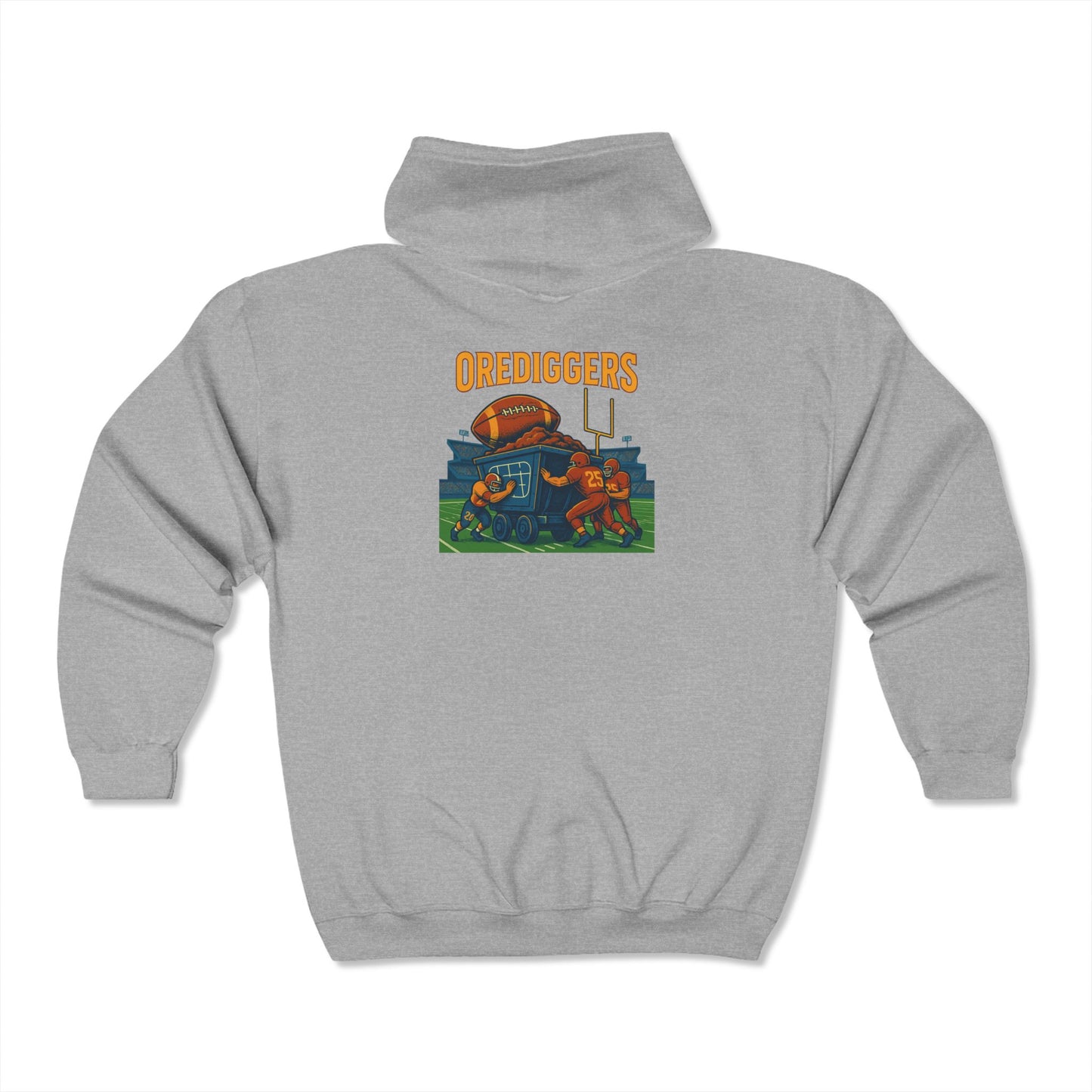 Unisex Football Themed Full Zip Hoodie - Orediggers Design