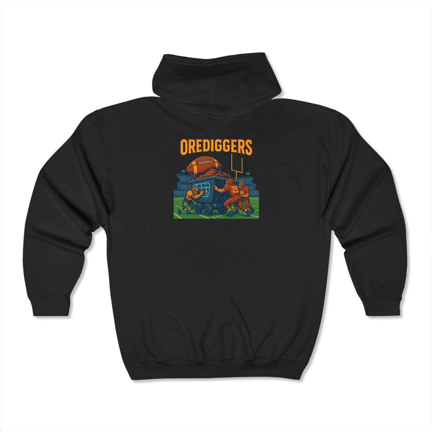 Unisex Football Themed Full Zip Hoodie - Orediggers Design
