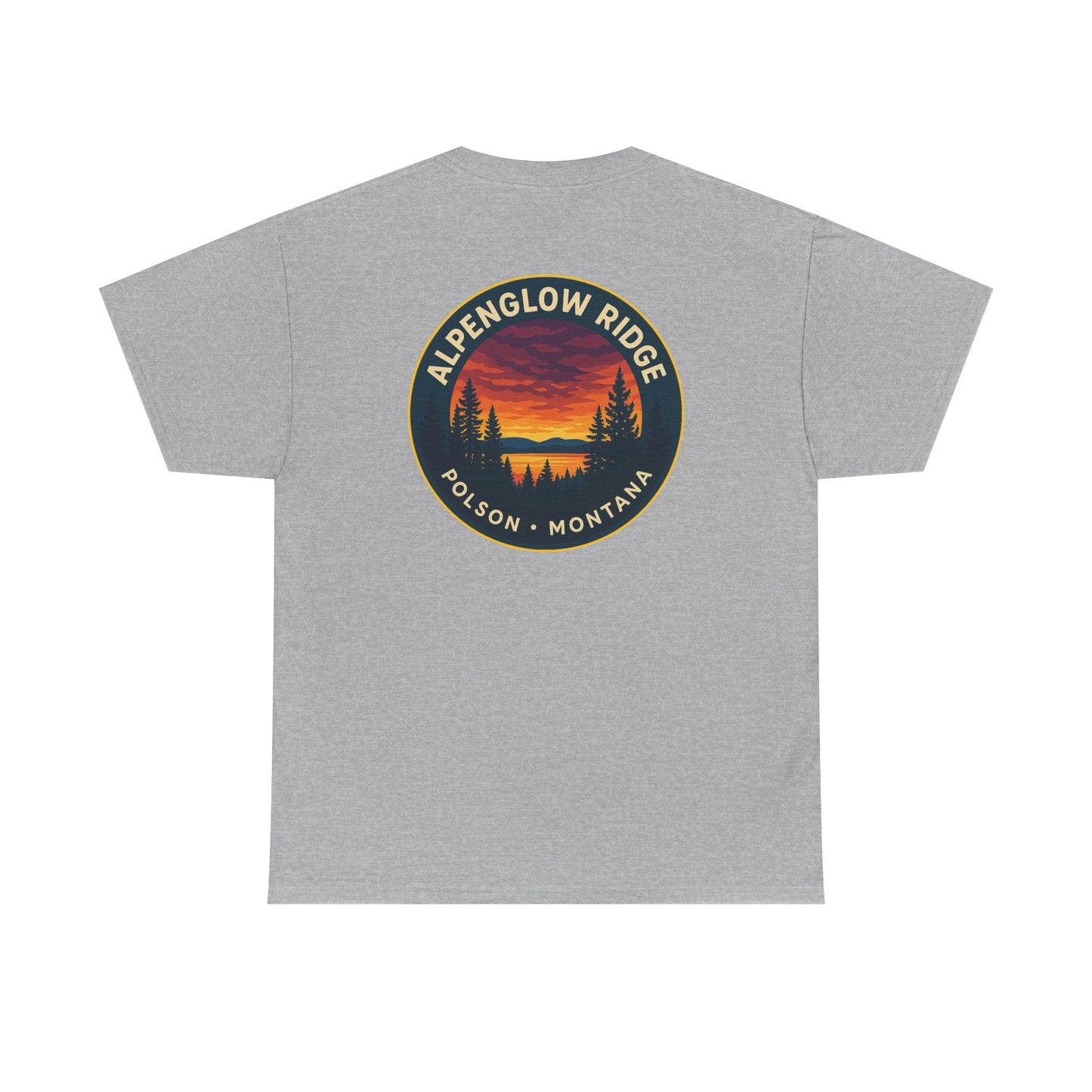 Unisex Heavy Cotton Tee - Alpenglow Ridge Sunset Graphic