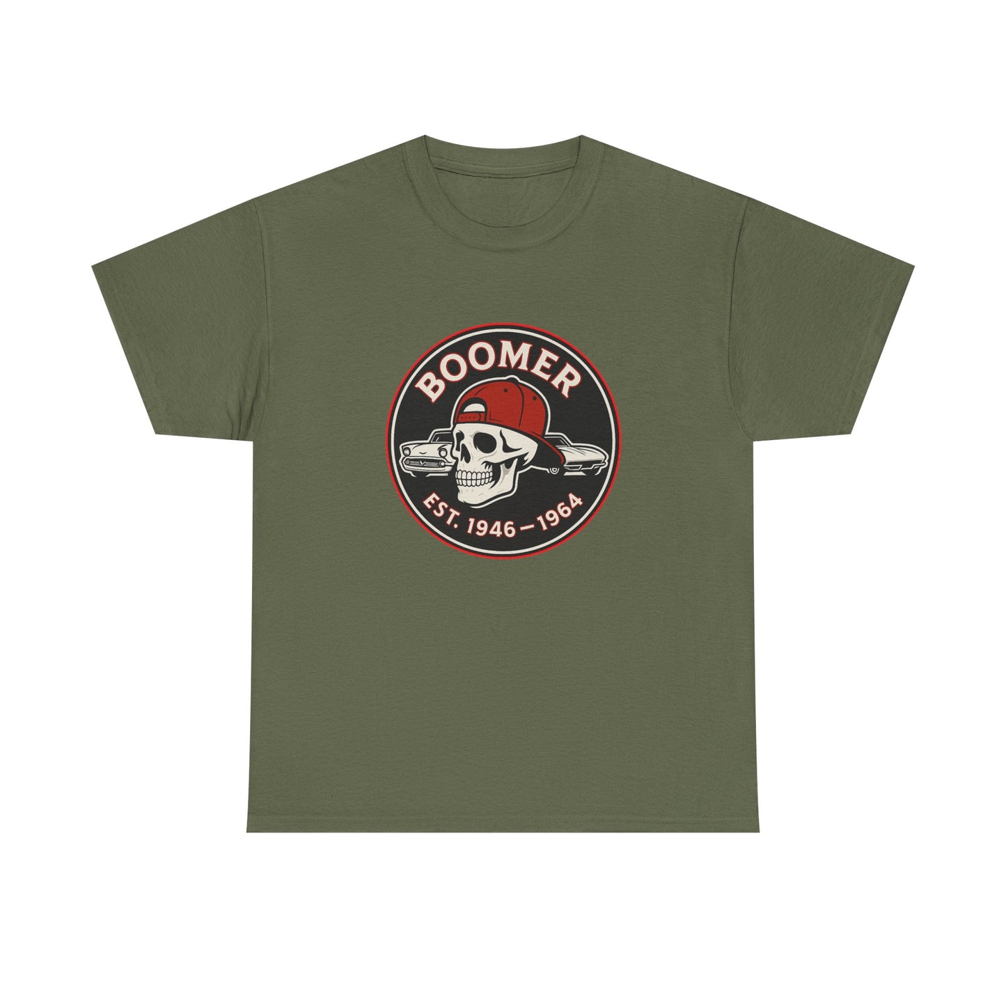 Boomer II Skull Graphic Tee | Vintage Style Unisex Heavy Cotton Tee | Cool Gift for Boomers, Retro Fashion, Casual Wear, Birthday Gift