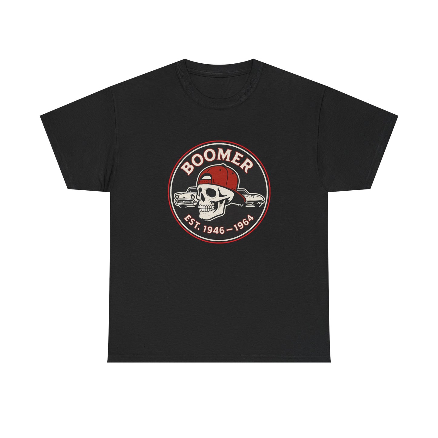 Boomer II Skull Graphic Tee | Vintage Style Unisex Heavy Cotton Tee | Cool Gift for Boomers, Retro Fashion, Casual Wear, Birthday Gift