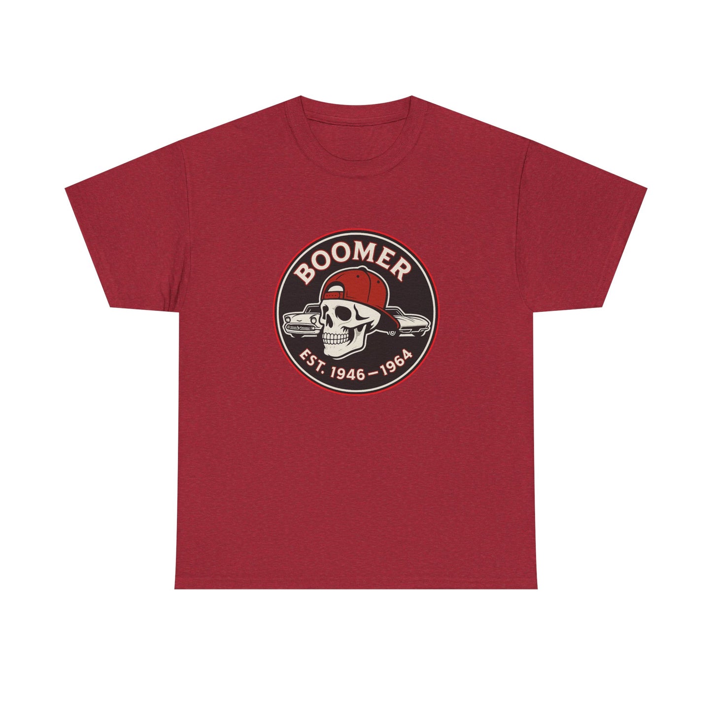 Boomer II Skull Graphic Tee | Vintage Style Unisex Heavy Cotton Tee | Cool Gift for Boomers, Retro Fashion, Casual Wear, Birthday Gift