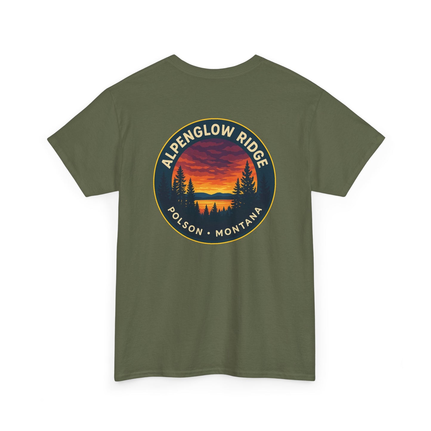 Unisex Heavy Cotton Tee - Alpenglow Ridge Sunset Graphic