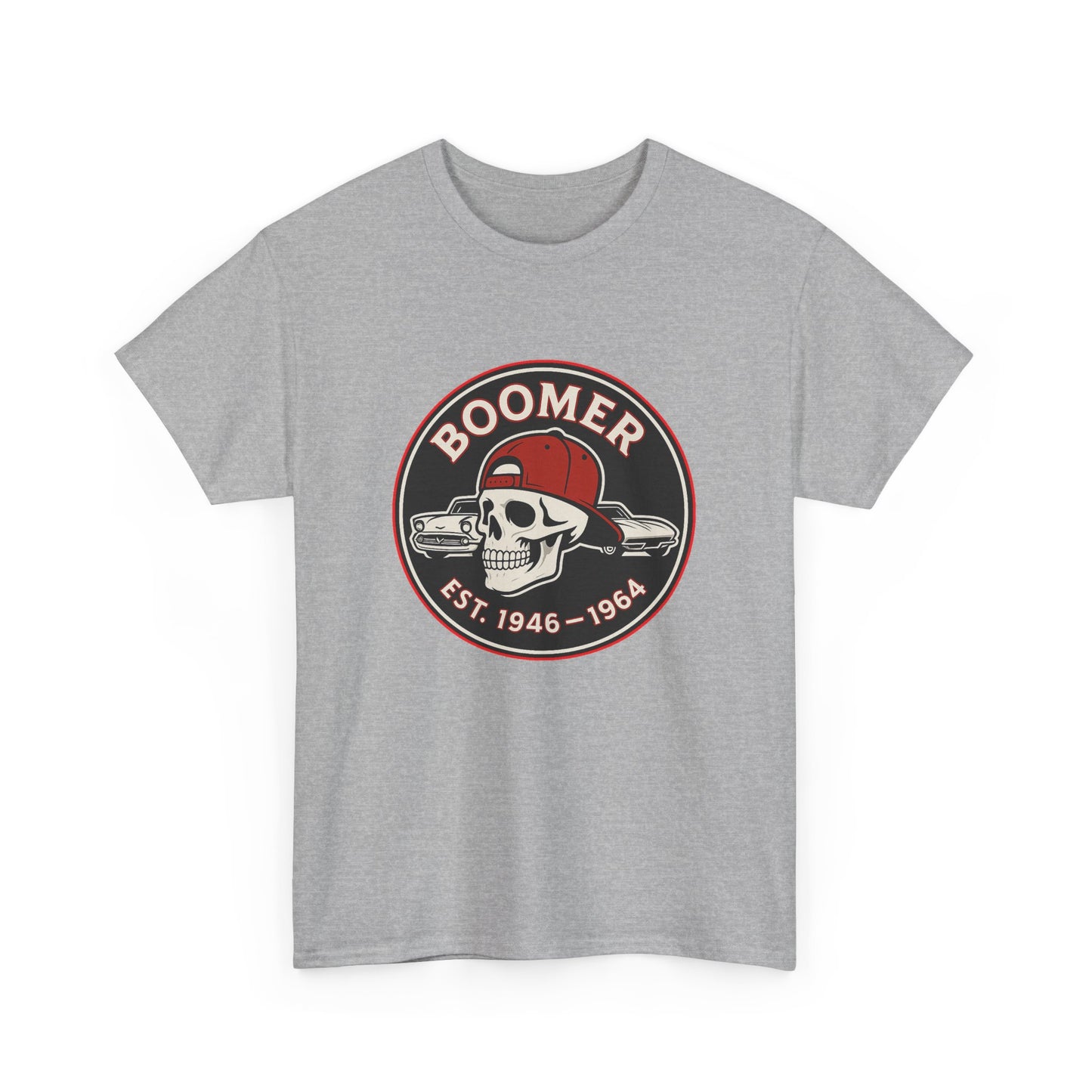 Boomer II Skull Graphic Tee | Vintage Style Unisex Heavy Cotton Tee | Cool Gift for Boomers, Retro Fashion, Casual Wear, Birthday Gift