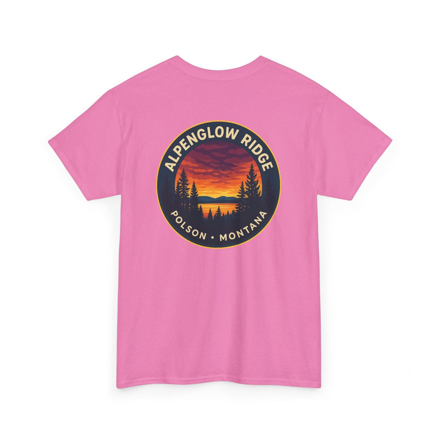 Unisex Heavy Cotton Tee - Alpenglow Ridge Sunset Graphic