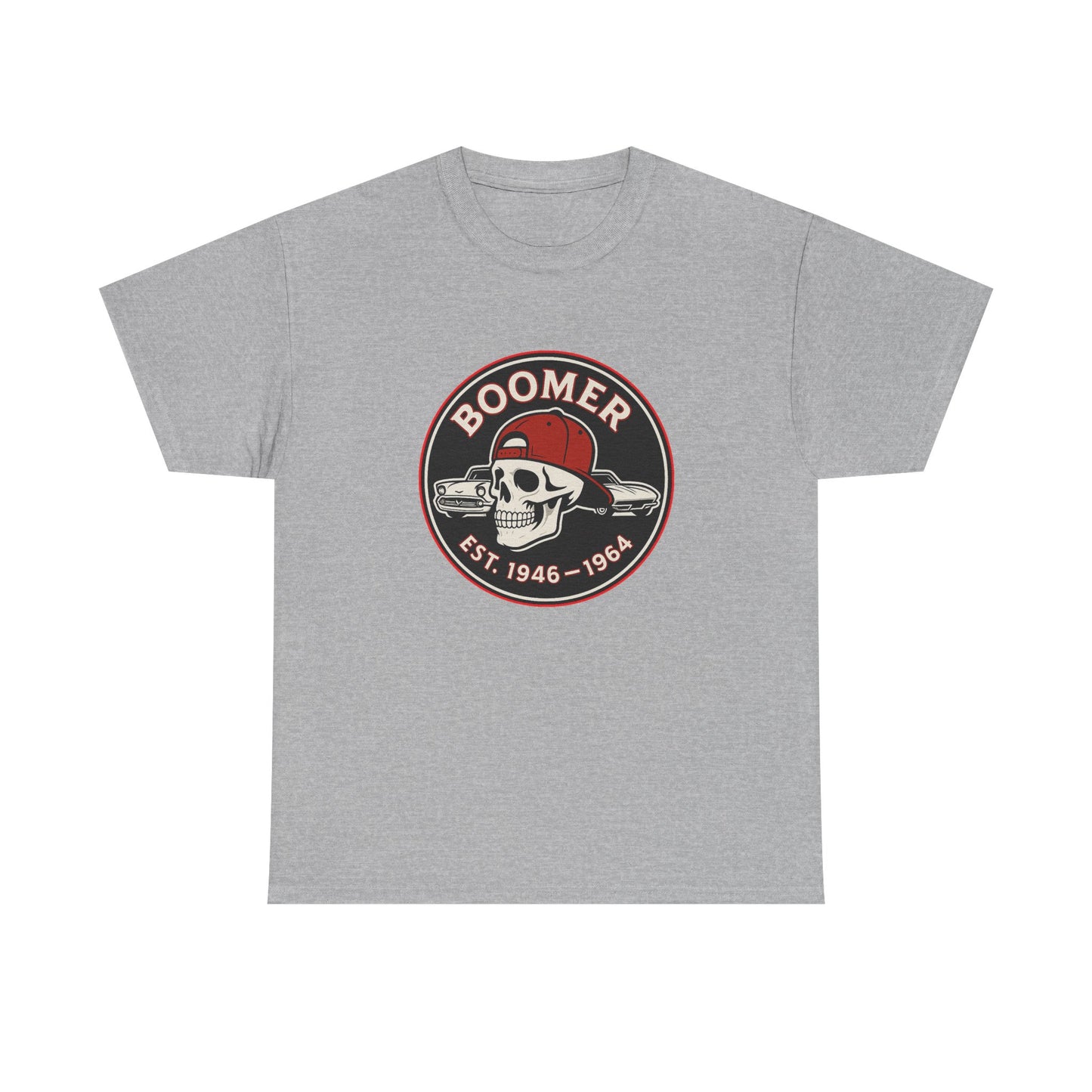 Boomer II Skull Graphic Tee | Vintage Style Unisex Heavy Cotton Tee | Cool Gift for Boomers, Retro Fashion, Casual Wear, Birthday Gift