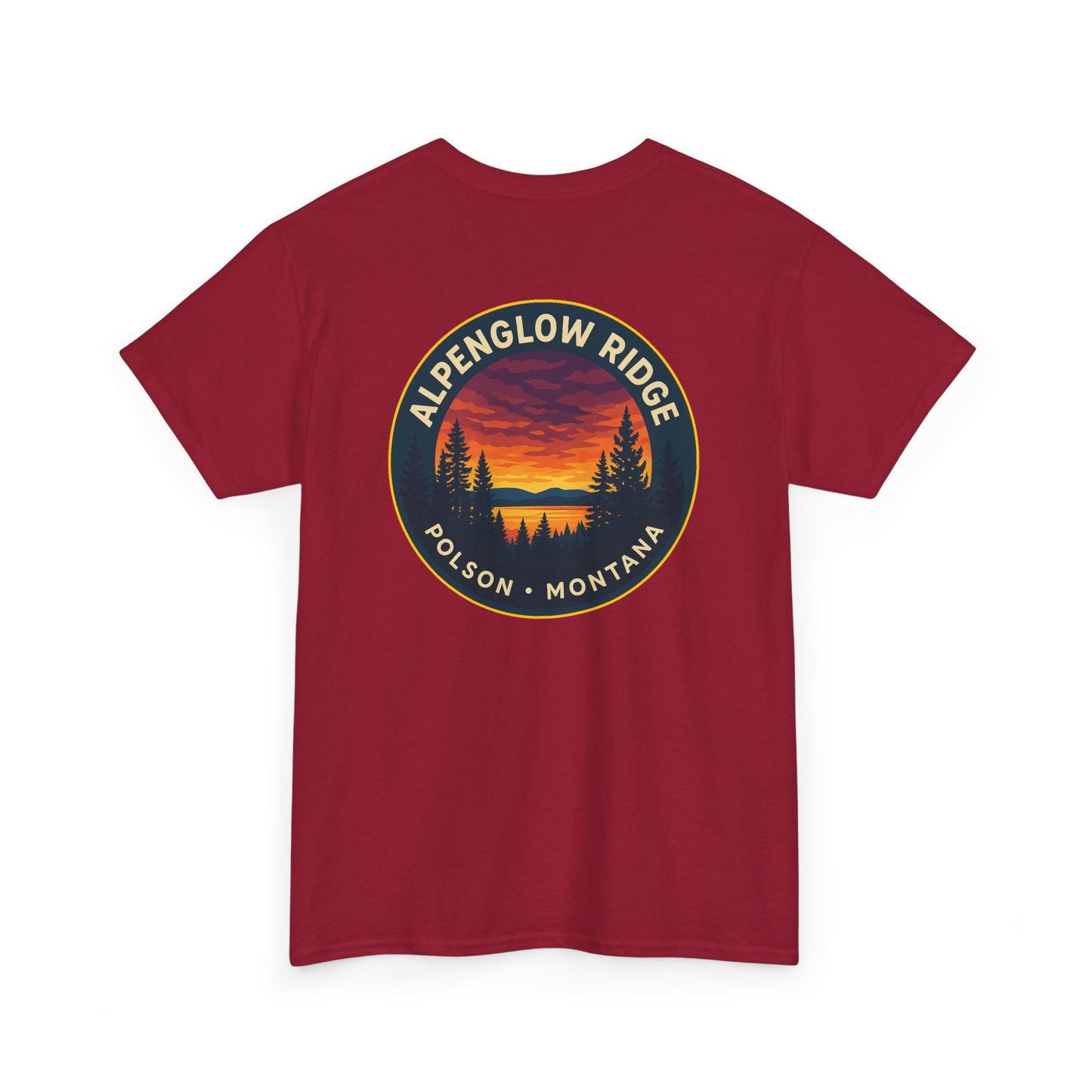 Unisex Heavy Cotton Tee - Alpenglow Ridge Sunset Graphic