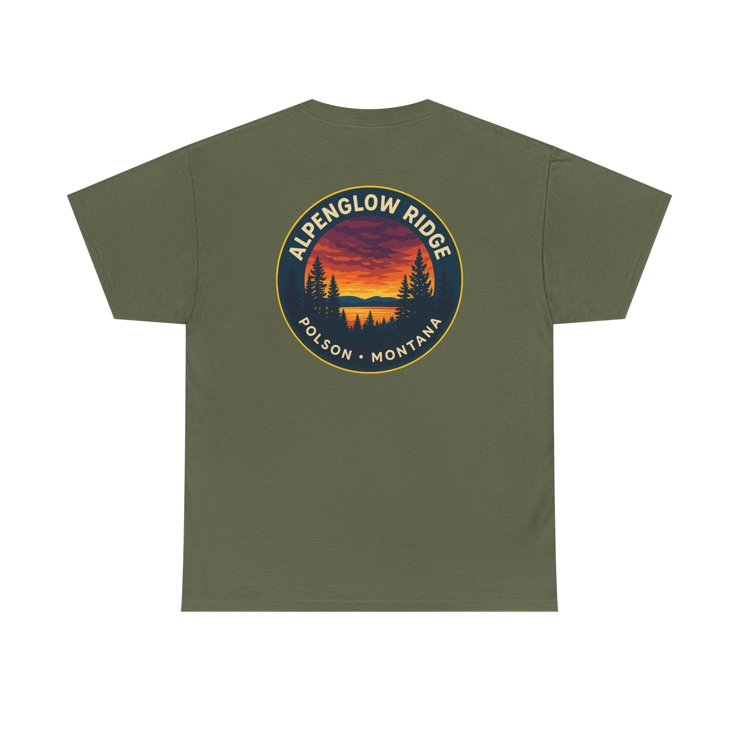 Unisex Heavy Cotton Tee - Alpenglow Ridge Sunset Graphic