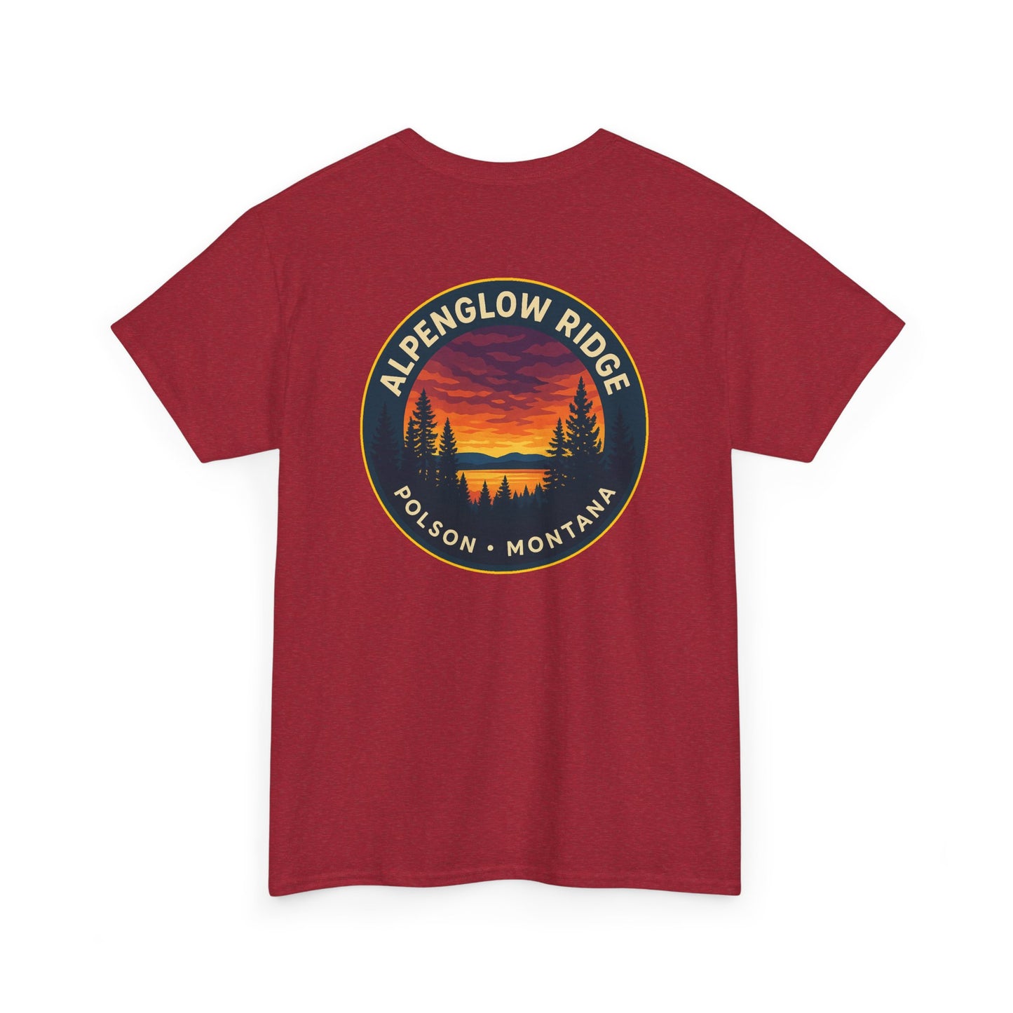 Unisex Heavy Cotton Tee - Alpenglow Ridge Sunset Graphic