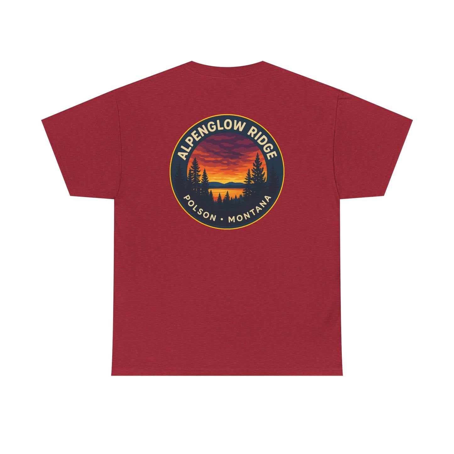 Unisex Heavy Cotton Tee - Alpenglow Ridge Sunset Graphic