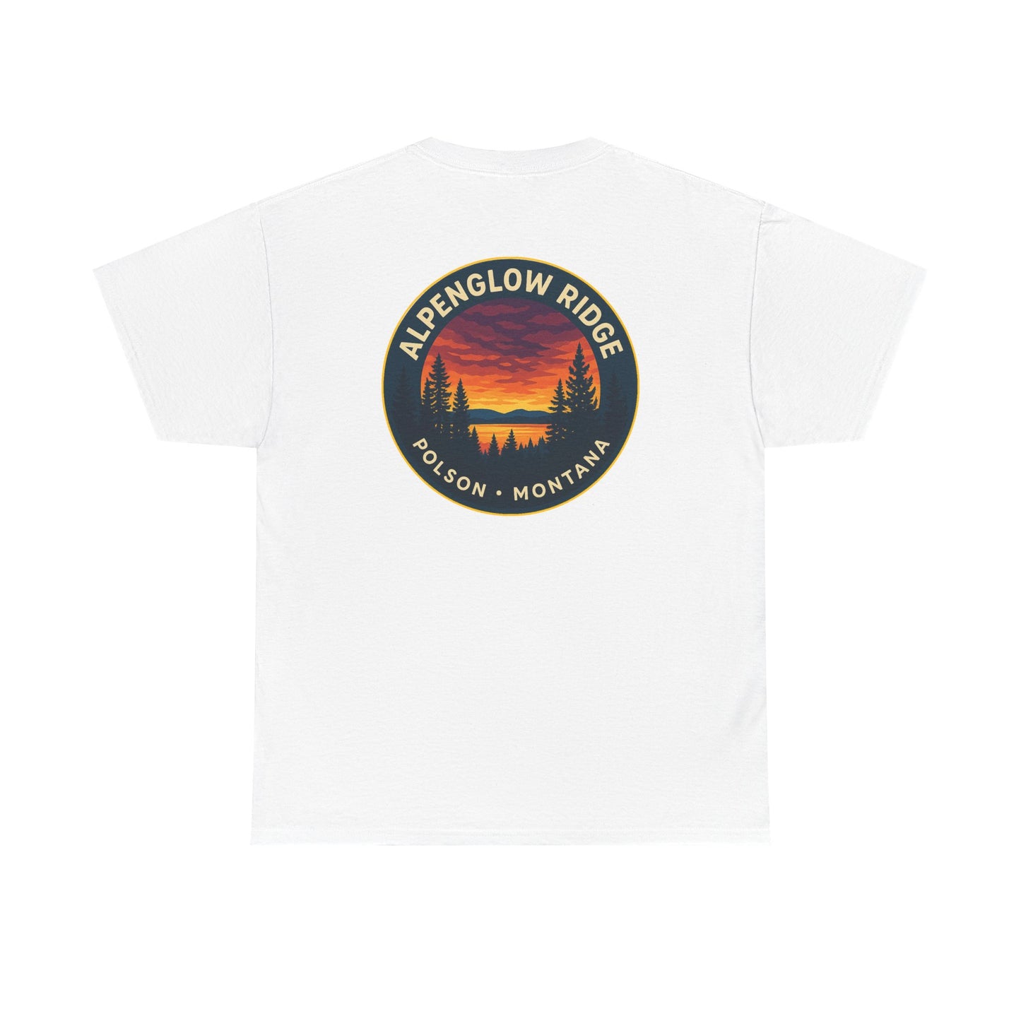 Unisex Heavy Cotton Tee - Alpenglow Ridge Sunset Graphic