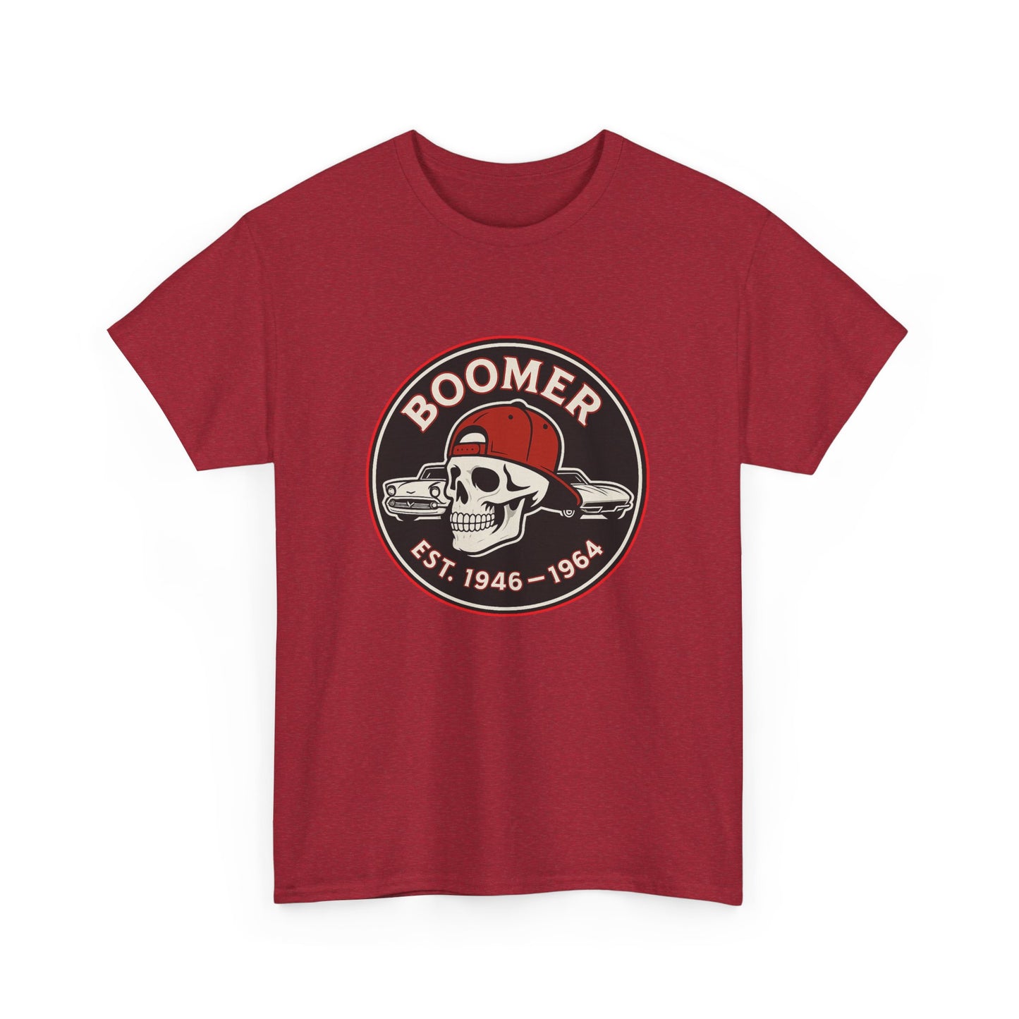 Boomer II Skull Graphic Tee | Vintage Style Unisex Heavy Cotton Tee | Cool Gift for Boomers, Retro Fashion, Casual Wear, Birthday Gift