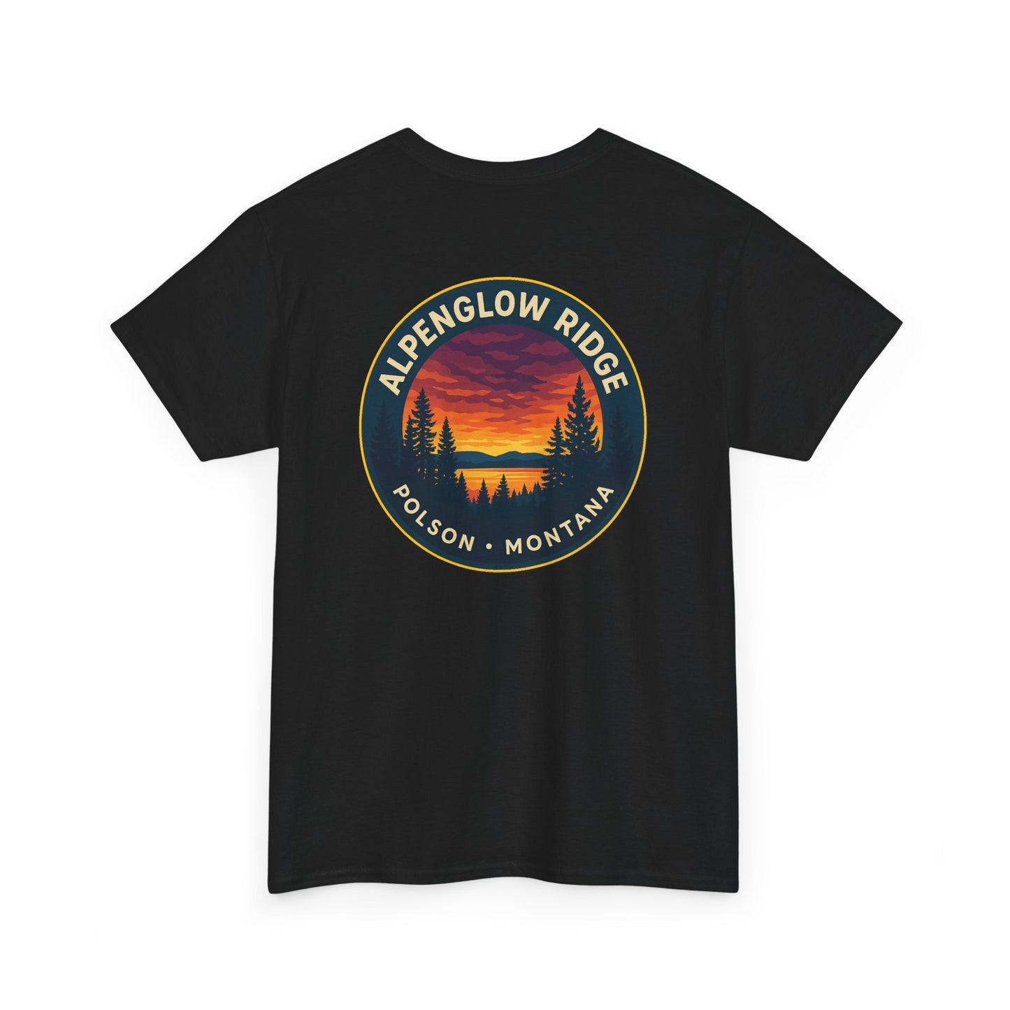 Unisex Heavy Cotton Tee - Alpenglow Ridge Sunset Graphic