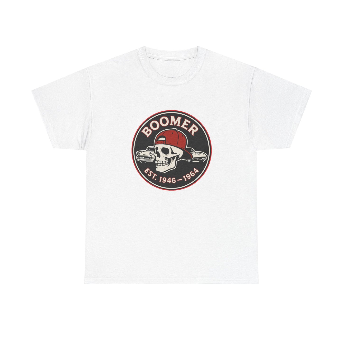 Boomer II Skull Graphic Tee | Vintage Style Unisex Heavy Cotton Tee | Cool Gift for Boomers, Retro Fashion, Casual Wear, Birthday Gift