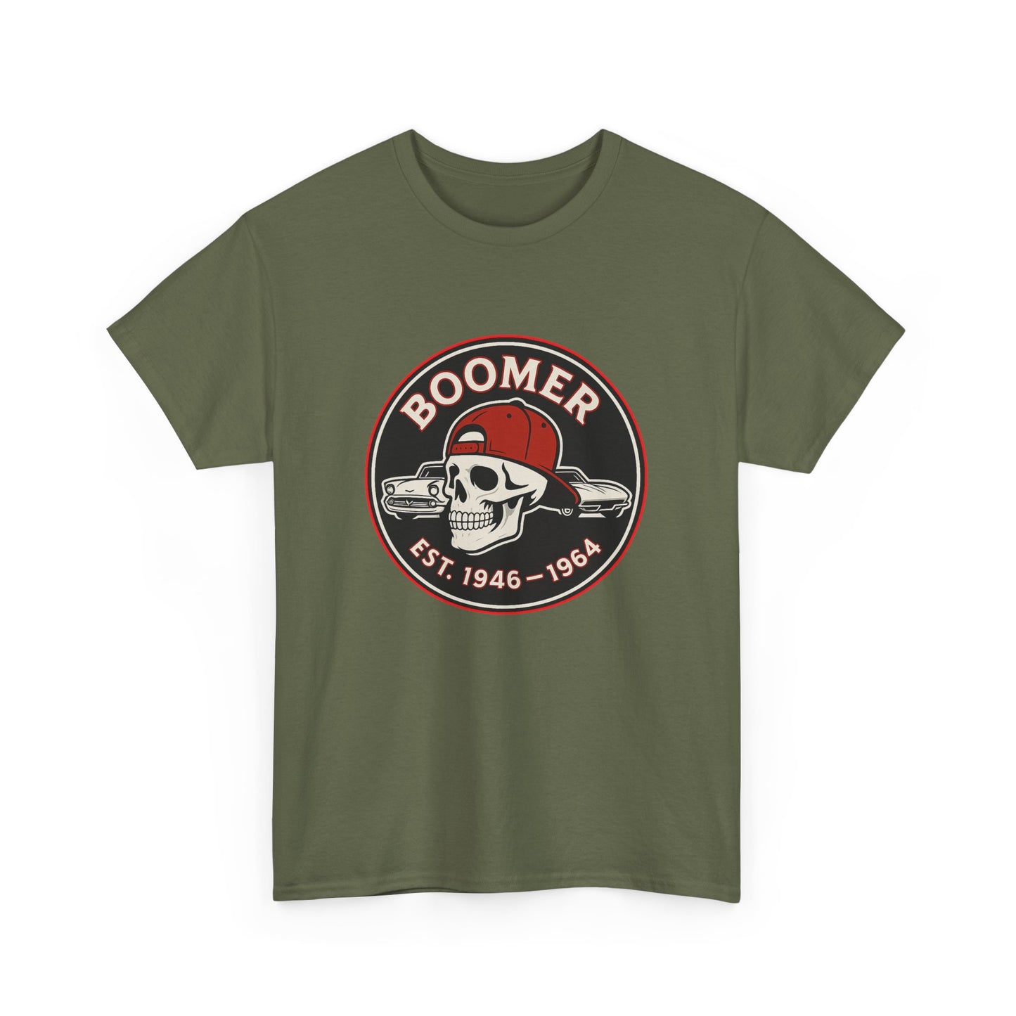 Boomer II Skull Graphic Tee | Vintage Style Unisex Heavy Cotton Tee | Cool Gift for Boomers, Retro Fashion, Casual Wear, Birthday Gift