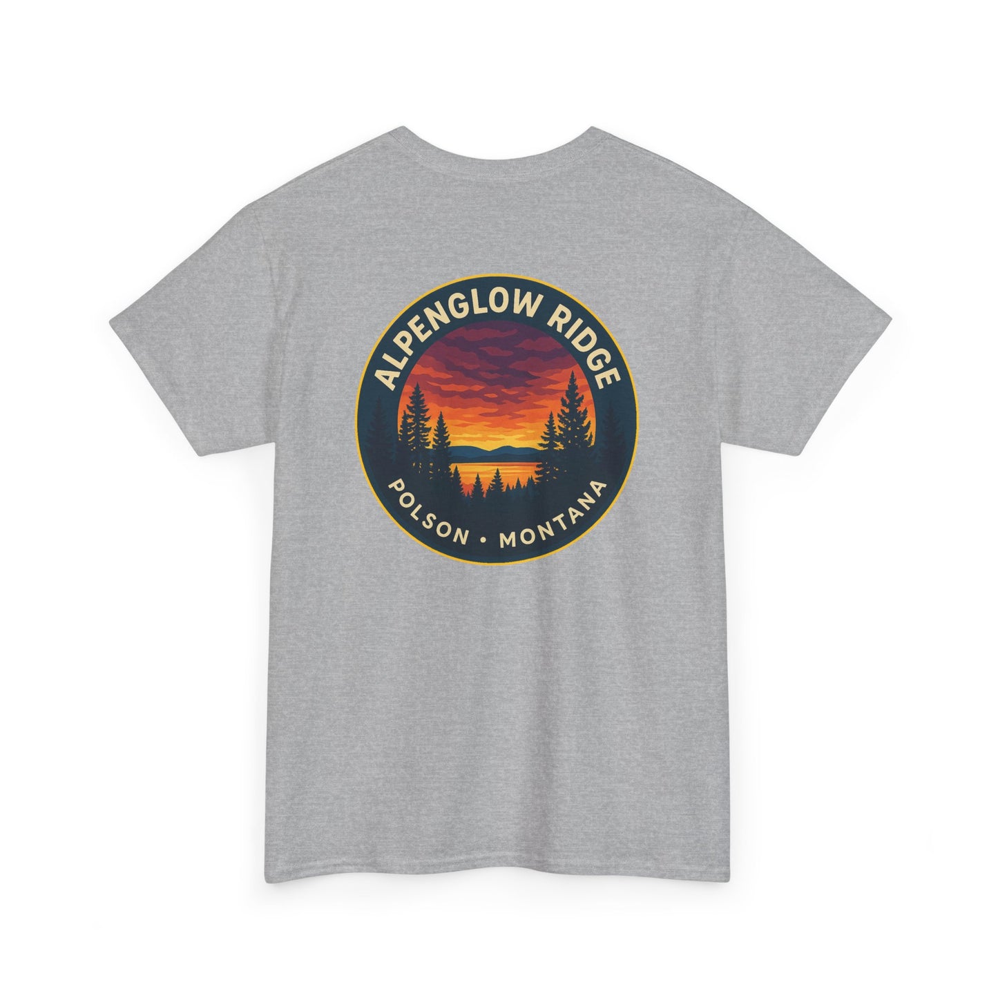 Unisex Heavy Cotton Tee - Alpenglow Ridge Sunset Graphic