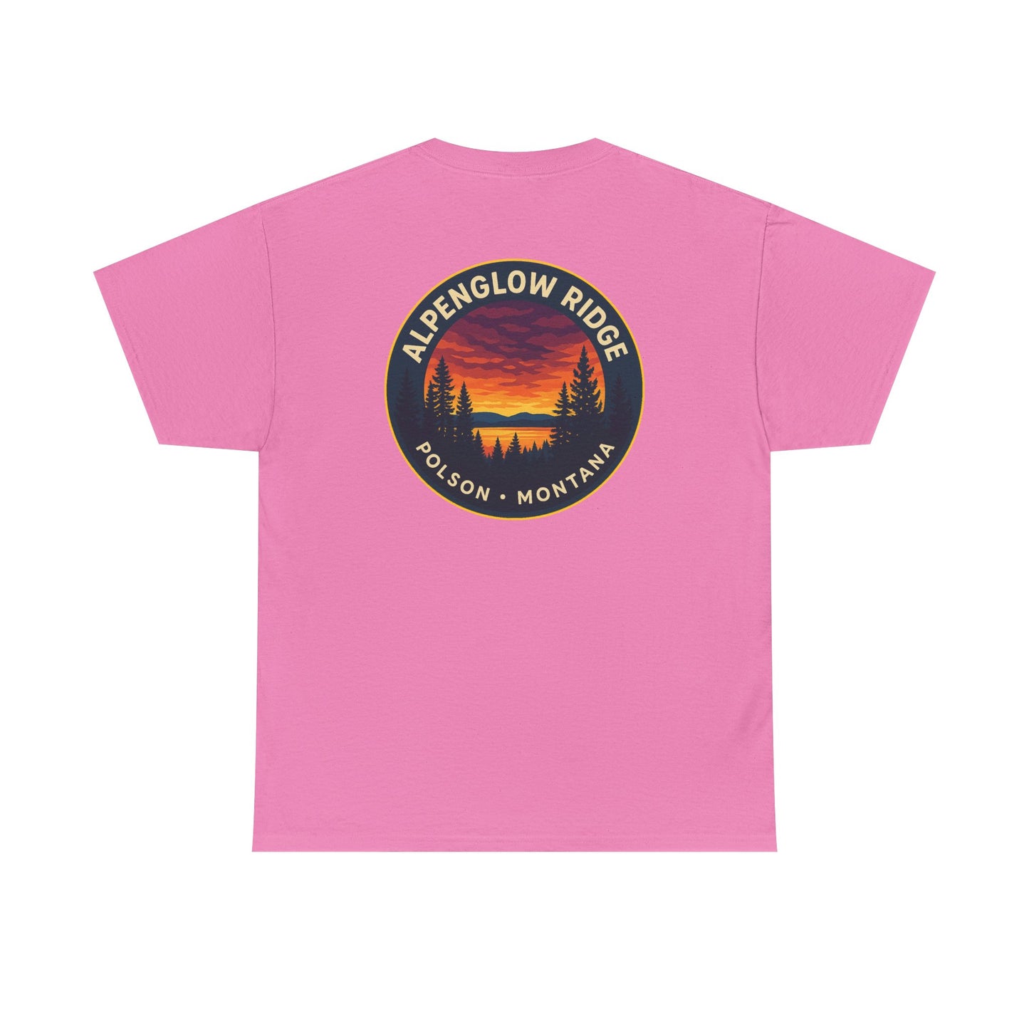 Unisex Heavy Cotton Tee - Alpenglow Ridge Sunset Graphic