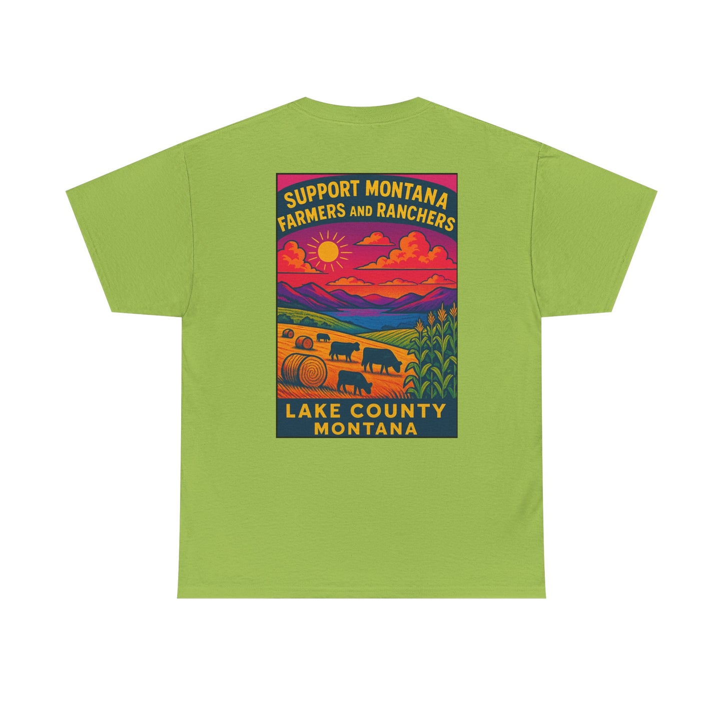 Support Lake County Montana Farmers & Ranchers Tee - Unisex Heavy Cotton Shirt