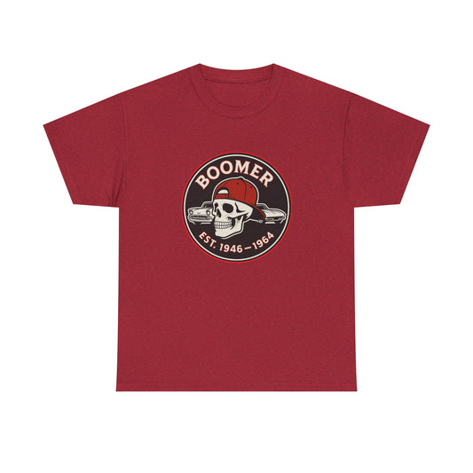 Boomer II Skull Graphic Tee | Vintage Style Unisex Heavy Cotton Tee | Cool Gift for Boomers, Retro Fashion, Casual Wear, Birthday Gift