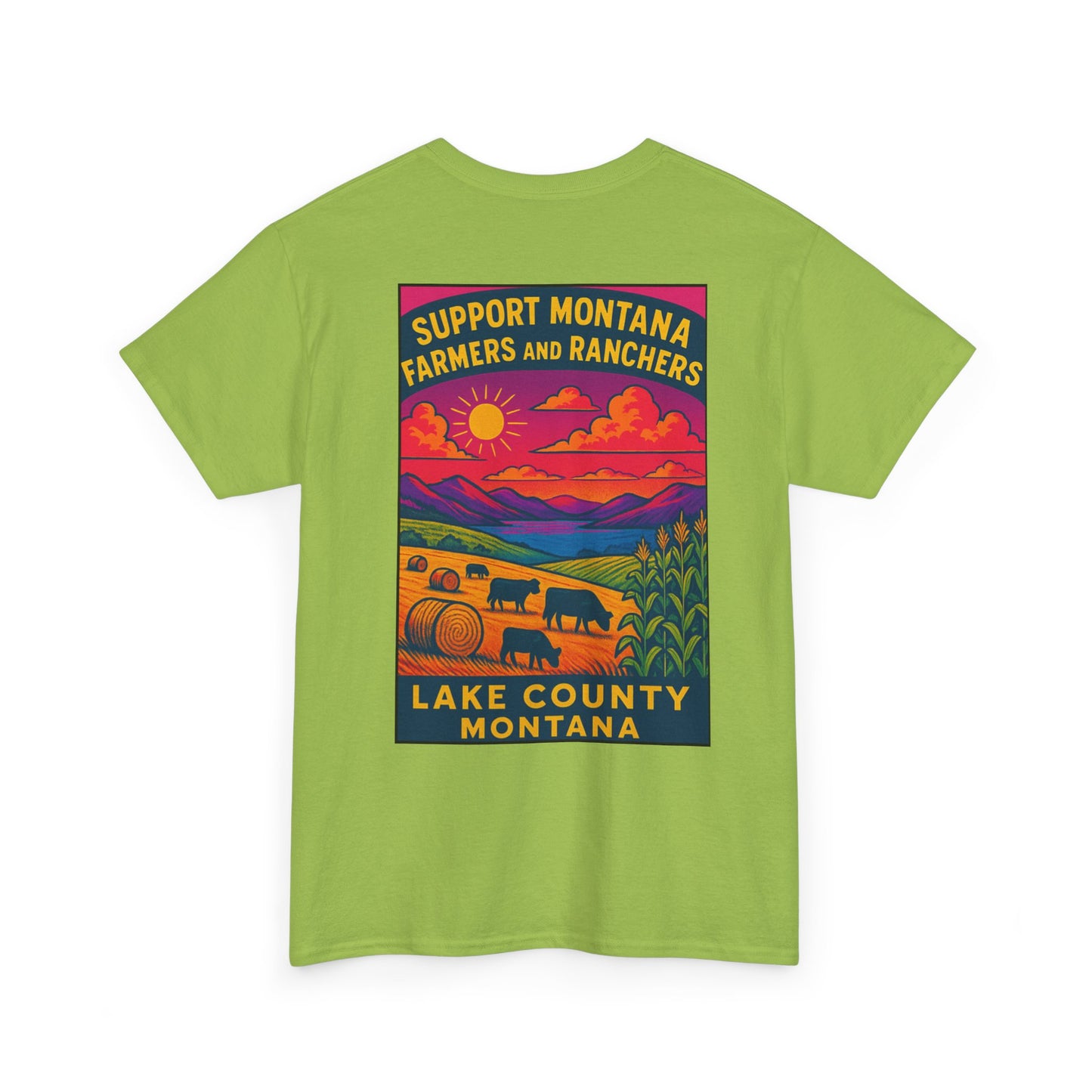 Support Lake County Montana Farmers & Ranchers Tee - Unisex Heavy Cotton Shirt
